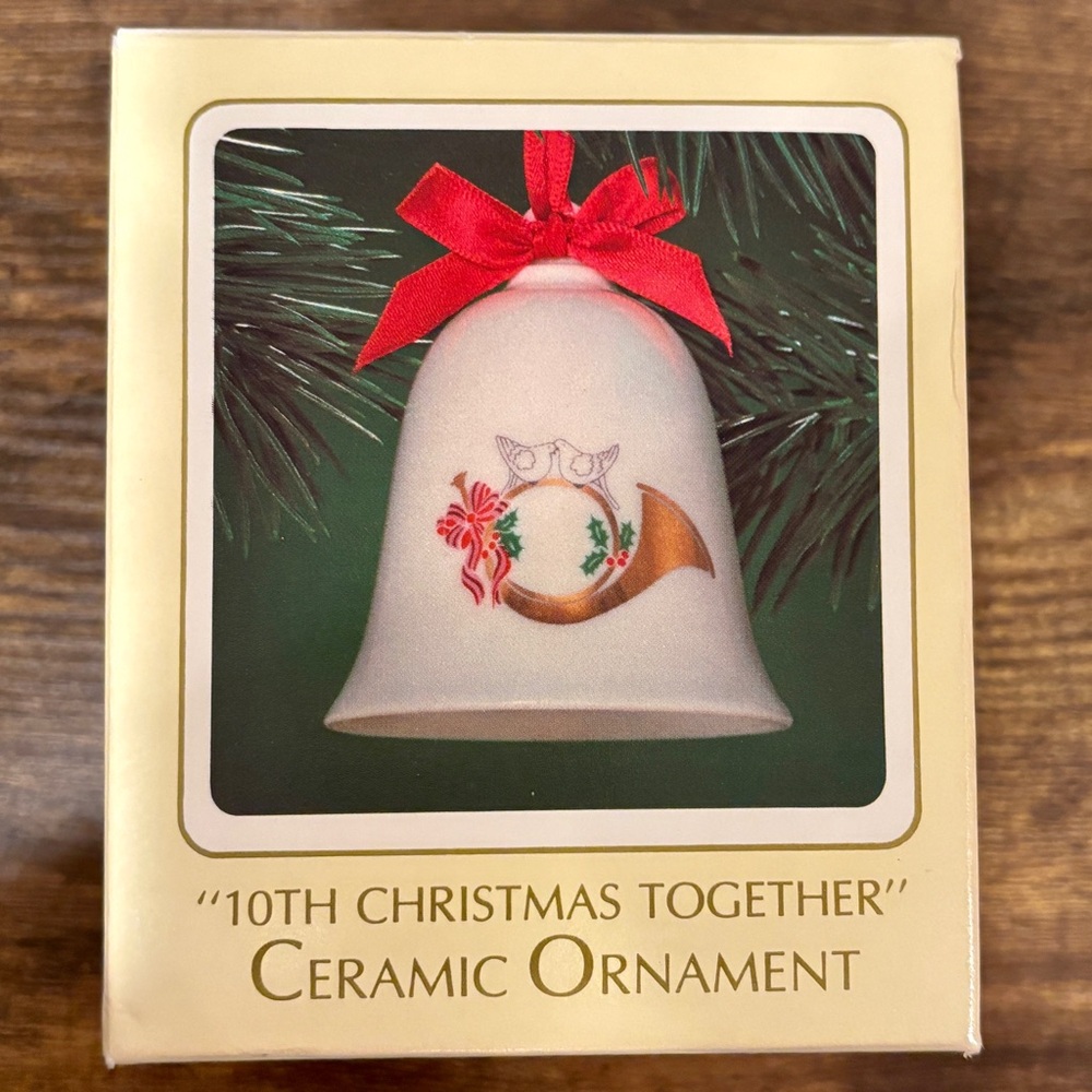 1983 Hallmark Keepsake Christmas Ornament "10th Christmas Together" Ceramic Bell